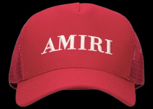 AMIRI Logo Cotton Canvas Trucker Hat Red