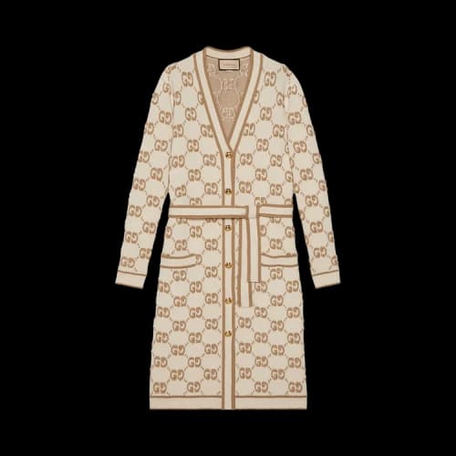 Gucci GG Wool Bouclé Jacquard Cardigan 'Ivory/Camel'