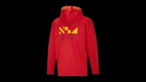 Puma Ftblcore Fan Fleece Pullover Hoodie Red/Dandelion