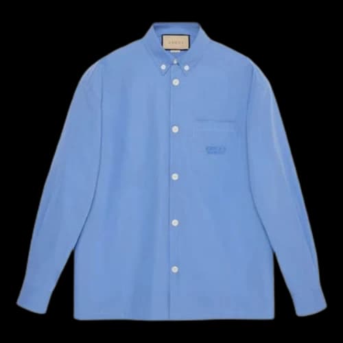 Gucci Cotton Shirt With Gucci Embroidery 'Blue'