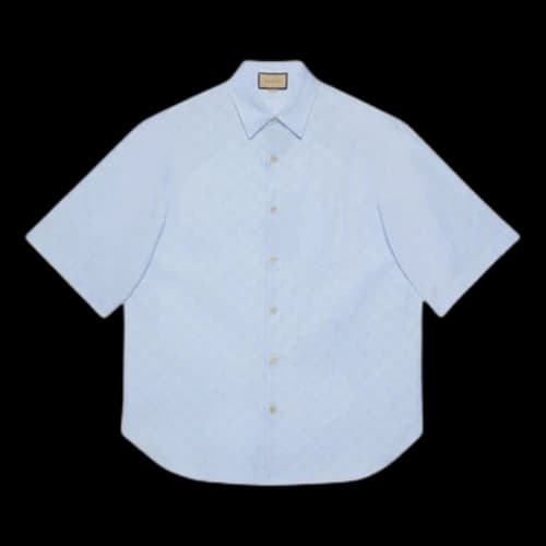Gucci GG Supreme Oxford Cotton Shirt 'Light Blue'