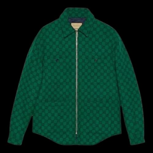 Gucci GG Wool Flannel Padded Jacket 'Green Navy Blue'