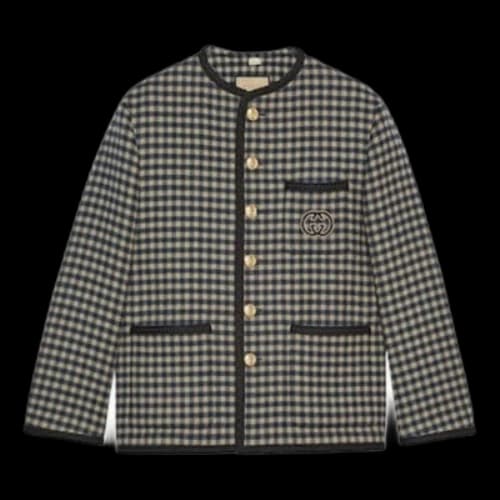 Gucci Wool Gingham Jacket With Interlocking G 'Beige Blue'