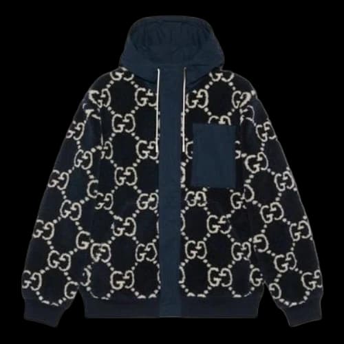 Gucci GG Fuzzy Fabric Jacquard Jacket 'Dark Blue'