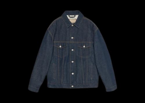 Gucci GG Embossed Detail Denim Jacket Blue