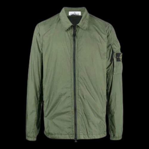 STONE ISLAND Garment Dyed Crinkle Reps Overshirt Jacket 'Olive Green'