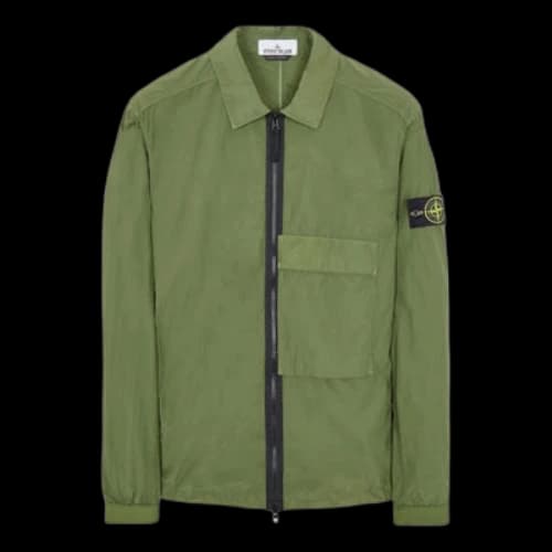 STONE ISLAND Garment Dyed Naslan Light Overshirt 'Green'