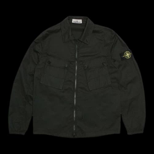 STONE ISLAND Compass Patch Zip up Shirt 'Black'