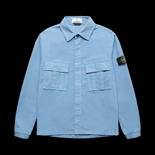 Stone Island Compass Patch Flap Pocket Shirt 'Blue'