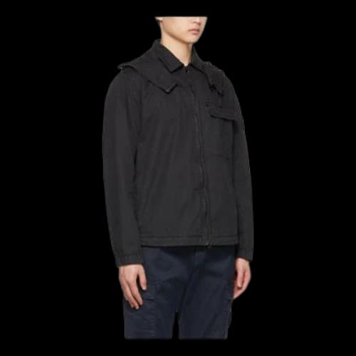 STONE ISLAND Cotton 1 Pocket Hooded Overshirt 'Black'