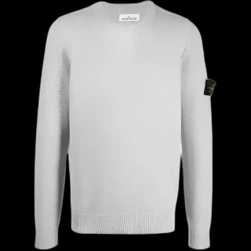STONE ISLAND Lambswool Crew Neck Knit 'Pearly Grey'