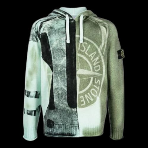 STONE ISLAND Motion Saturation Logo Knitted Hoodie 'Aqua'