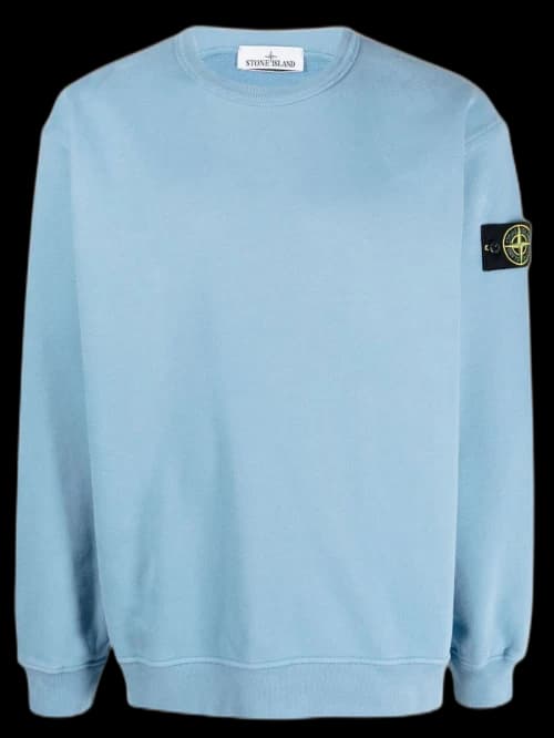 Stone Island Logo-Patch Crew-Neck Sweatshirt Light Blue