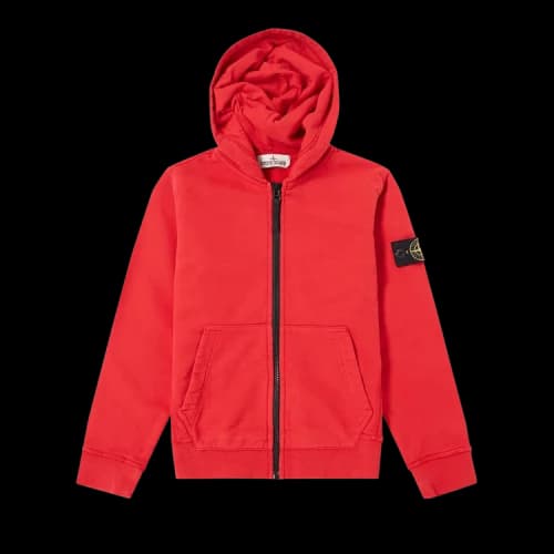 Stone Island Zip Up Hooded Sweatshirt 'Red'