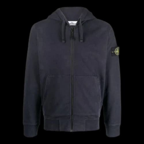 STONE ISLAND Brushed Cotton Full Zip Jacket 'Navy'
