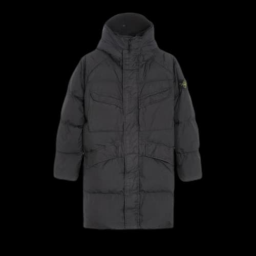 STONE ISLAND Crinkle Reps Long Down Coat 'Black'