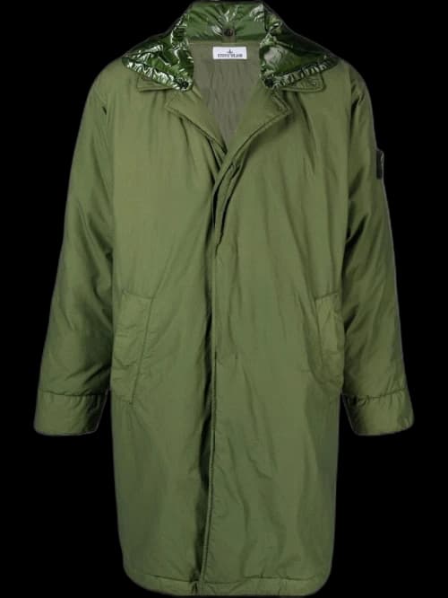 Stone Island Naslan Detachable-Collar Padded Coat Olive Green