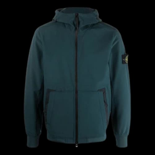 STONE ISLAND Wappen Patch Softshell HoodY Zip-up Jacket 'Dark Green'