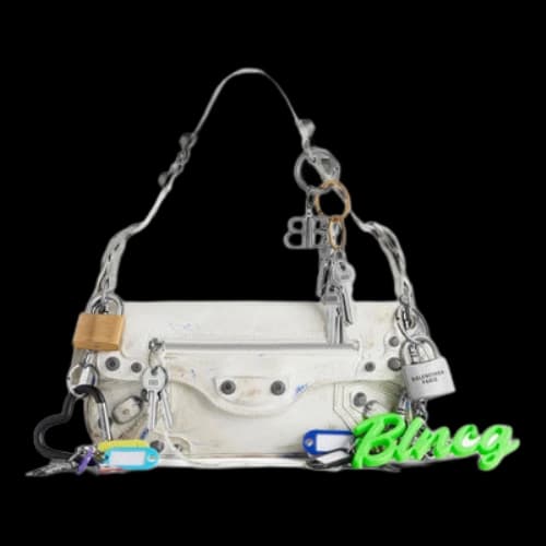 Balenciaga Le Cagole Small Sling Bag Used Effect With Charms 'White' (Women's)