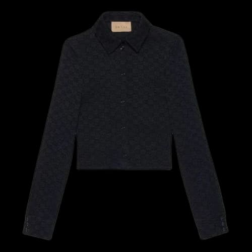 Gucci GG Crinkle Viscose Shirt 'Black' (Women's)