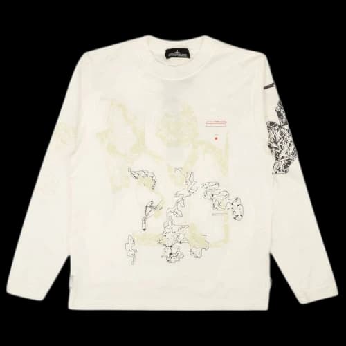 Stone Island Abstract Print Long-Sleeve T-Shirt 'White'