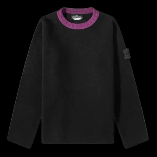 STONE ISLAND Shadow Project Contrast Collar Crew Knit 'Black'
