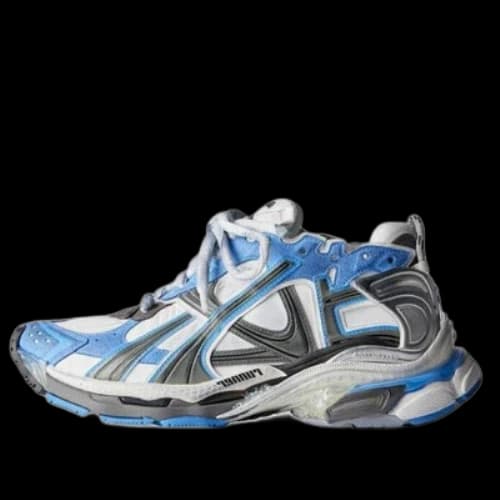 Balenciaga Runner Sneakers 'Blue and Grey Nylon and Suede Like Fabric'