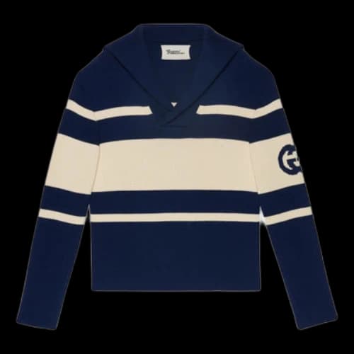 Gucci Interlocking G Knit Cotton Sweater 'Blue Ivory'