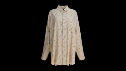 Balenciaga Oversized Logo Shirt Beige
