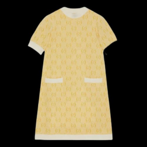 Gucci GG Wool Jacquard Dress 'Yellow' (Women's)