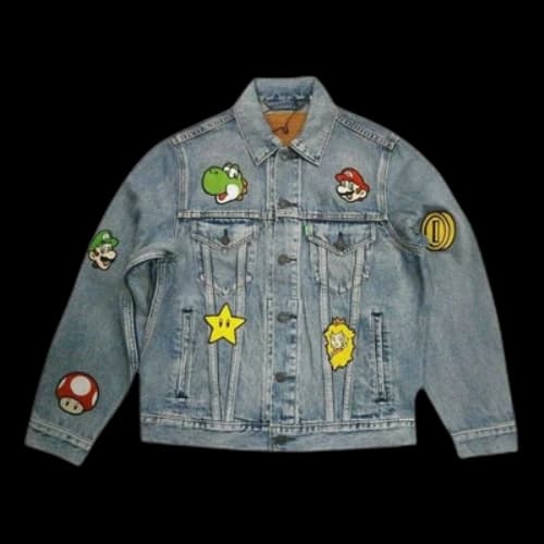 LEVI'S Levis x Super Mario Cartoon Denim Jacket For Men Blue