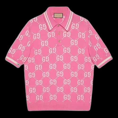 Gucci GG Cotton Intarsia Polo Shirt 'Pink'