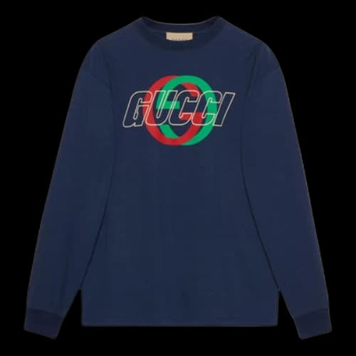 Gucci Cotton Jersey Long Sleeve T-shirt 'Dark Blue'