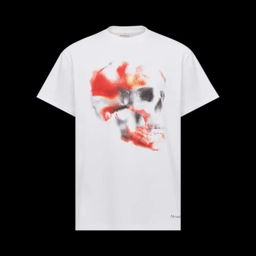 Alexander McQueen Obscured Skull T-Shirt 'White/Red/Black'