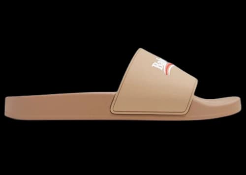 Balenciaga Pool Slide Beige Political Campaign Logo