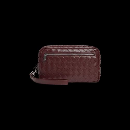 Bottega Veneta Intrecciato Wristlet Pouch 'Madder Brown/Silver'