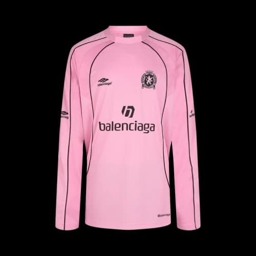 Balenciaga Oversized Long-Sleeve Soccer Jersey Pink/Black