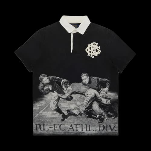 Pre-Owned Polo Ralph Lauren Poster Print Polo Shirt 'Black'