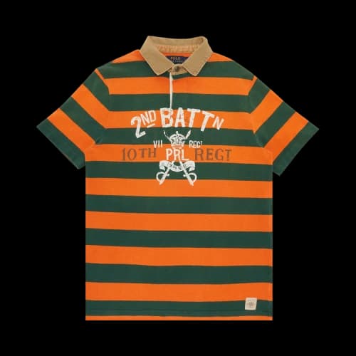 Vintage Polo Ralph Lauren 2nd Battalion Polo 'Orange/Green Stripe'