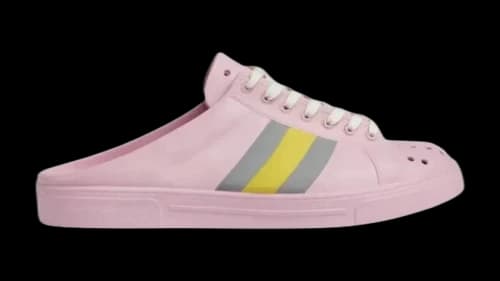 Gucci Ace Web Rubber Mules Pink Yellow