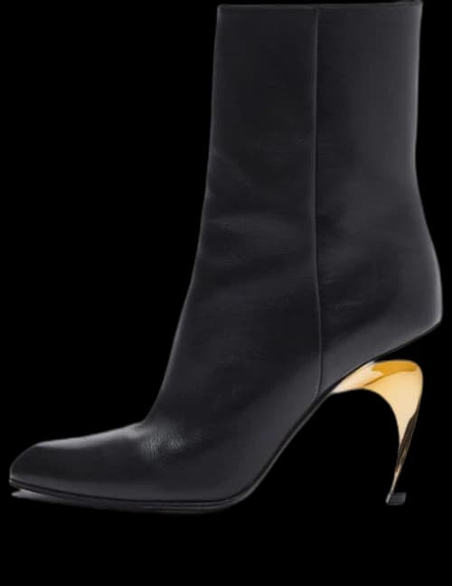 Alexander McQueen Armadillo Leather Ankle Boots 'Black Silver' (Women's)
