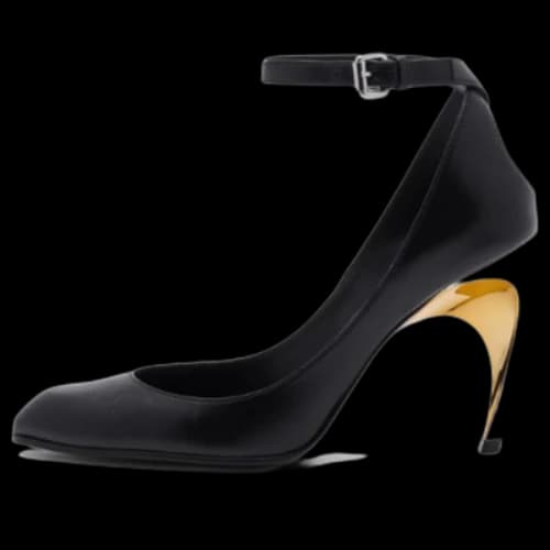 Alexander McQueen Armadillo 95 Leather Ankle Strap Pumps 'Black' (Women's)