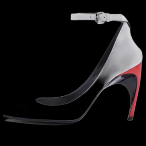 Alexander McQueen Armadillo Ankle Strap Heels 'Black Silver Red' (Women's)