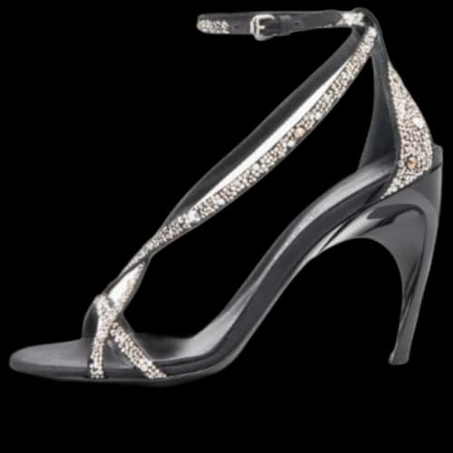 Alexander McQueen Armadillo Crossed Sandals 'Black Silver' (Women's)