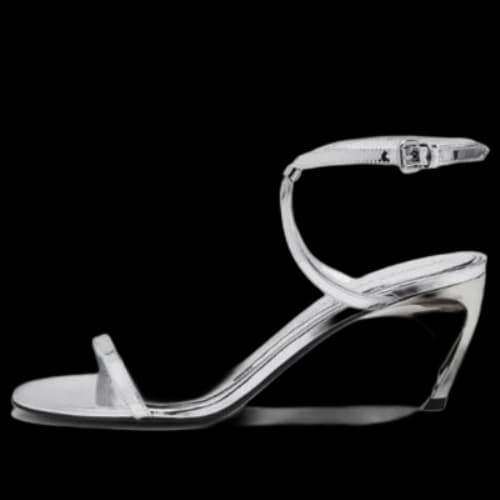 Alexander McQueen Armadillo Metallic Faux-Leather Sandals 'Silver' (Women's)