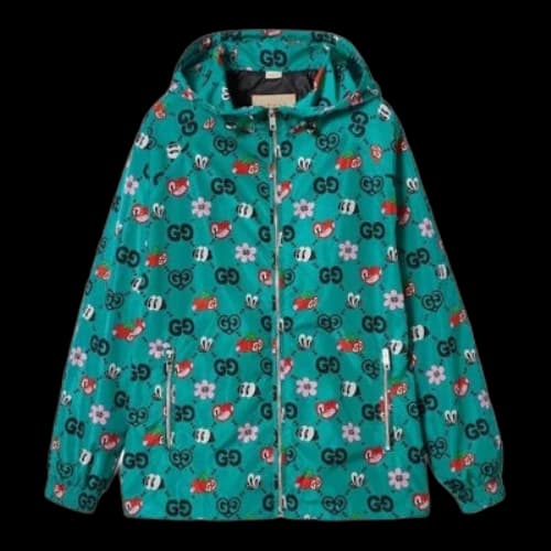 Gucci GG Symbols Print Hooded Jacket 'Bright Blue Multicolor' (Women's)