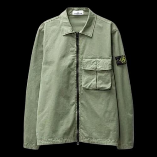 STONE ISLAND Compass-Patch Zipped Shirt Jacket 'Green'