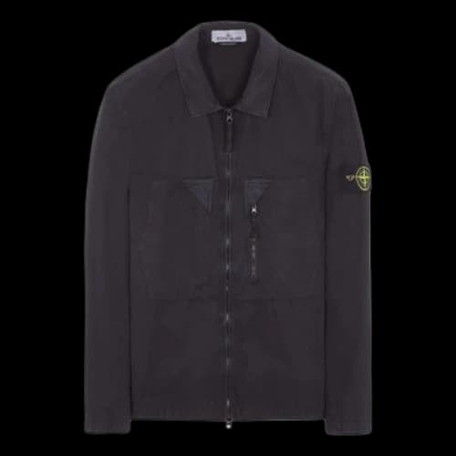 STONE ISLAND Brushed Cotton Canvas Zip Shirt Jacket 'Navy'
