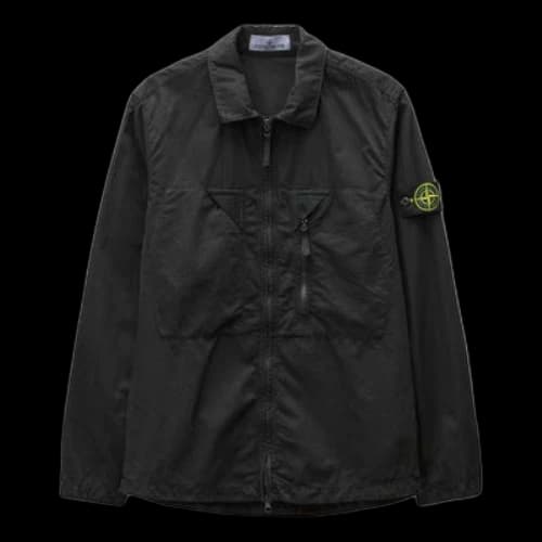 STONE ISLAND Brushed Cotton Canvas Zip Shirt Jacket 'Black'