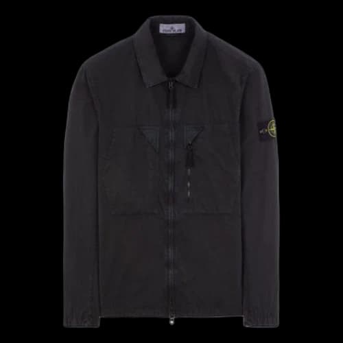 STONE ISLANDBrushed Cotton Canvas Zip Shirt Jacket 'Charcoal'